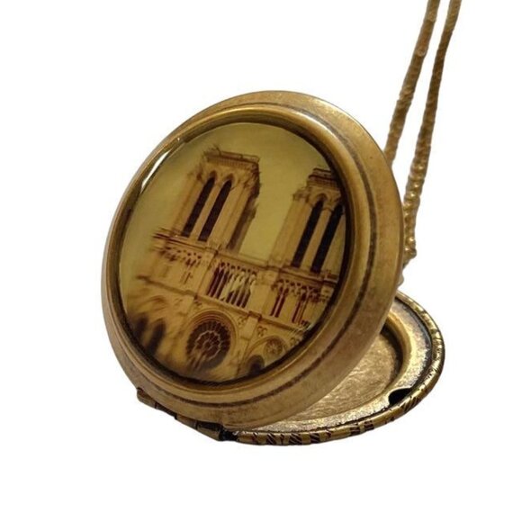 Notre Dame Paris France Cathedral Photo Locket Necklace Our Lady of Paris NWT - Picture 2 of 5